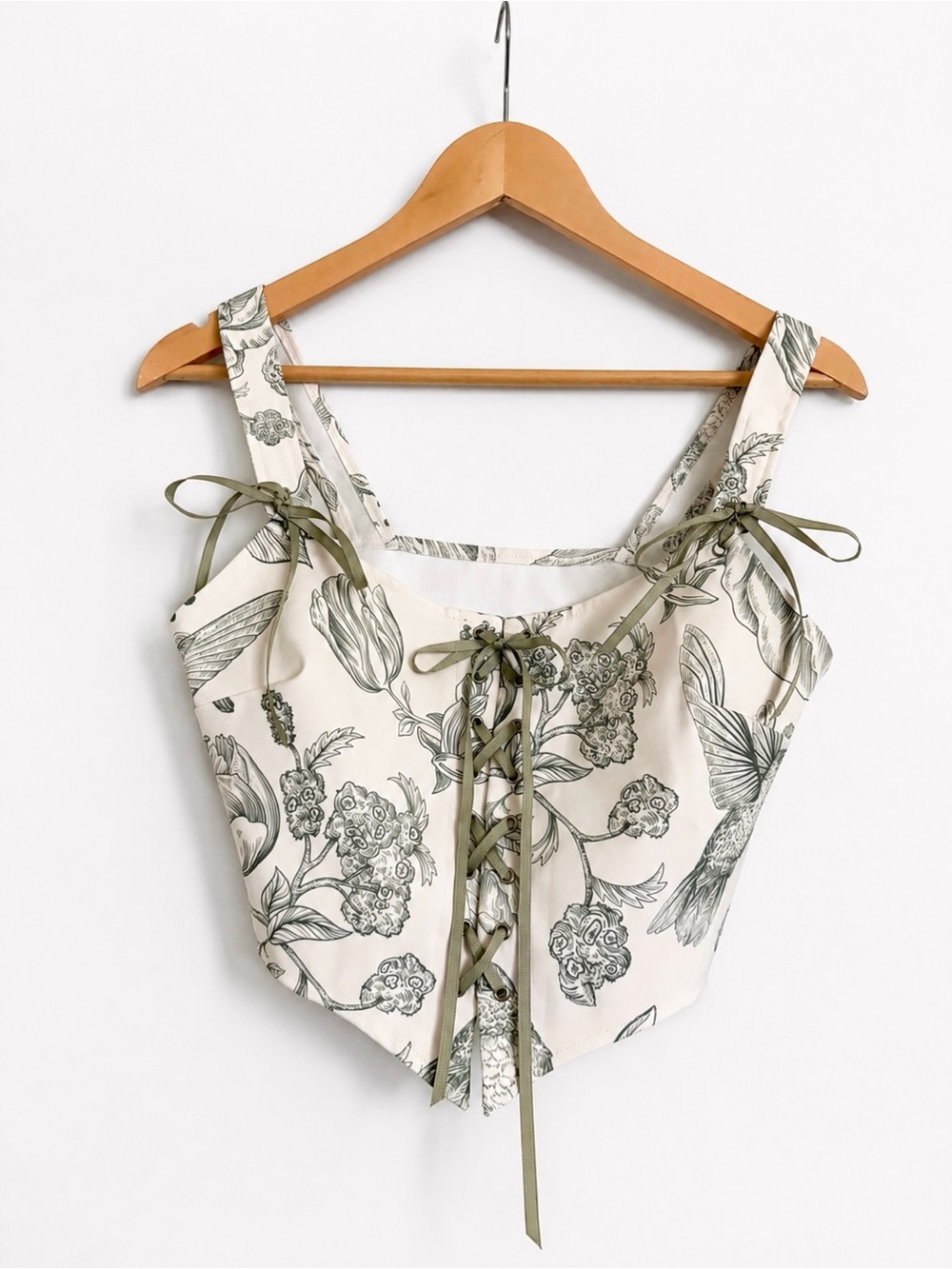 Fairycore Corset Top Floral Print Cottagecore Bustier Lace Up Small